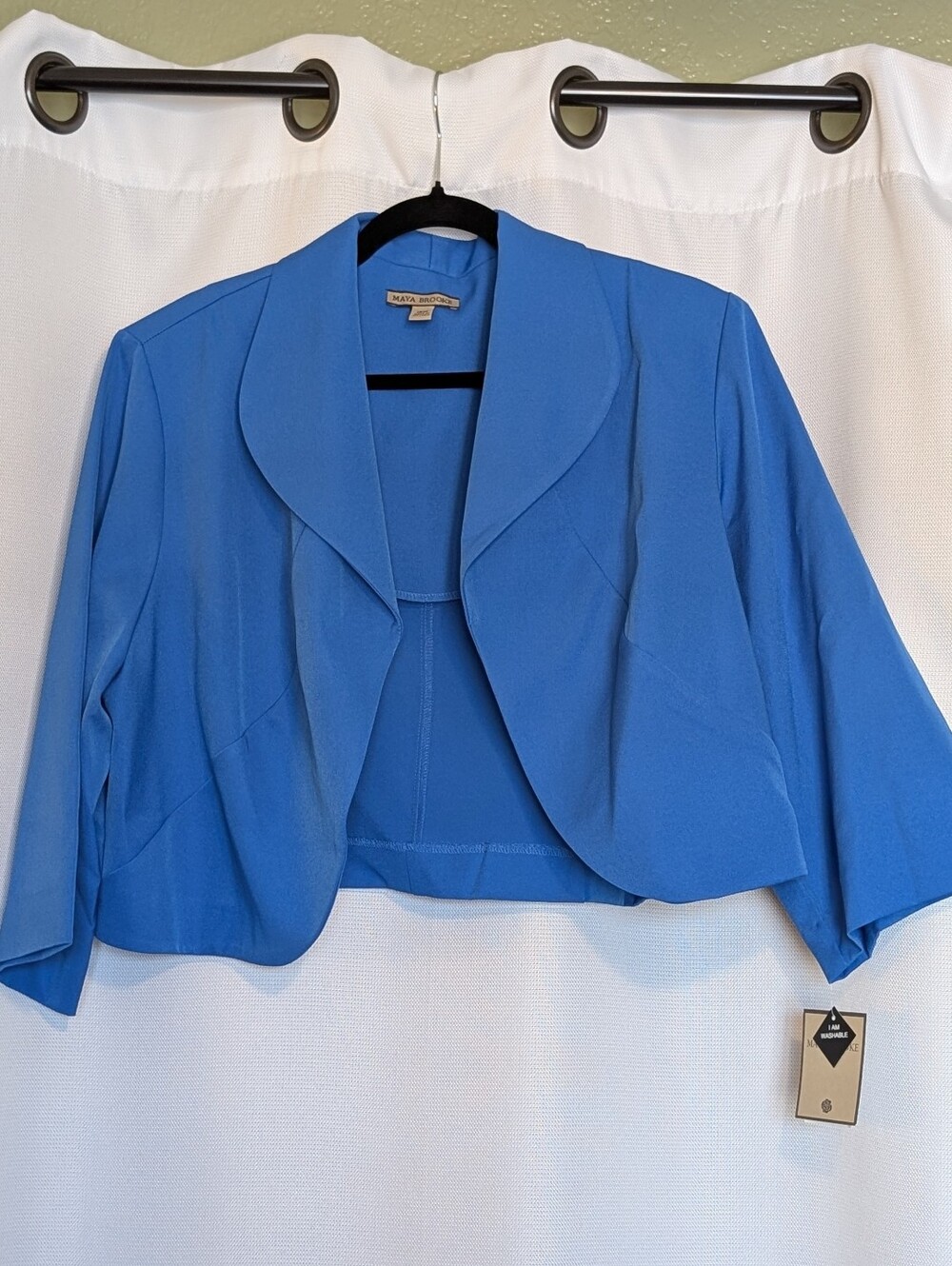 NWT Maya Brooke Blue Cropped 3/4 Sleeve Bolero Jacket Size 18W